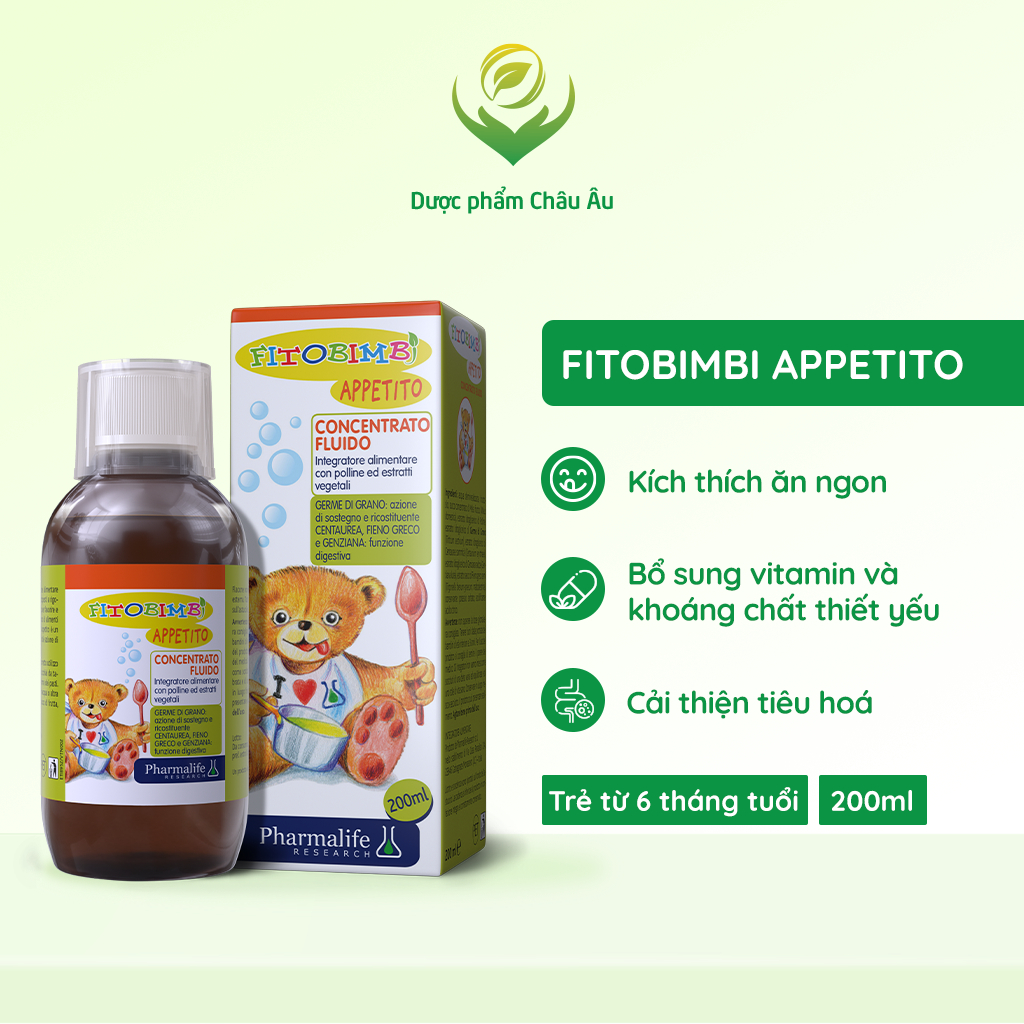 Siro Ăn Ngon 3 Tác Động FITOBIMBI APPETITO Giúp Tăng Cường Sức Khỏe, Giảm Biếng Ăn Cho Bé Chai 200ml