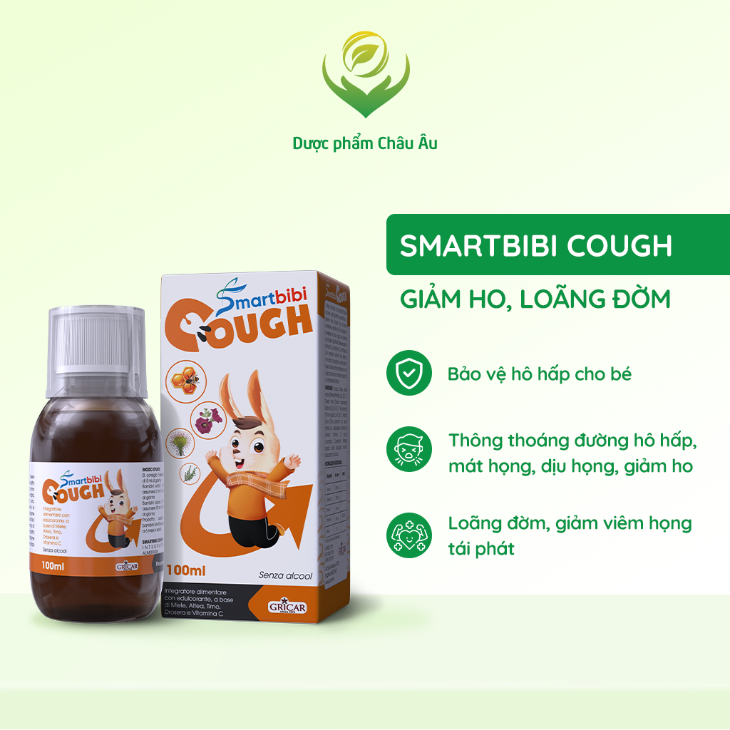 Siro Ho Smartbibi Cough Chiết Xuất Thảo Dược Hỗ Trợ Giảm Ho Bảo Vệ Họng Cho Bé Chai 100ml