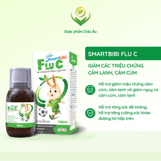 Siro hỗ trợ giảm cảm cúm, cảm lạnh smartbibi flu c tăng sức đề kháng chai 100ml