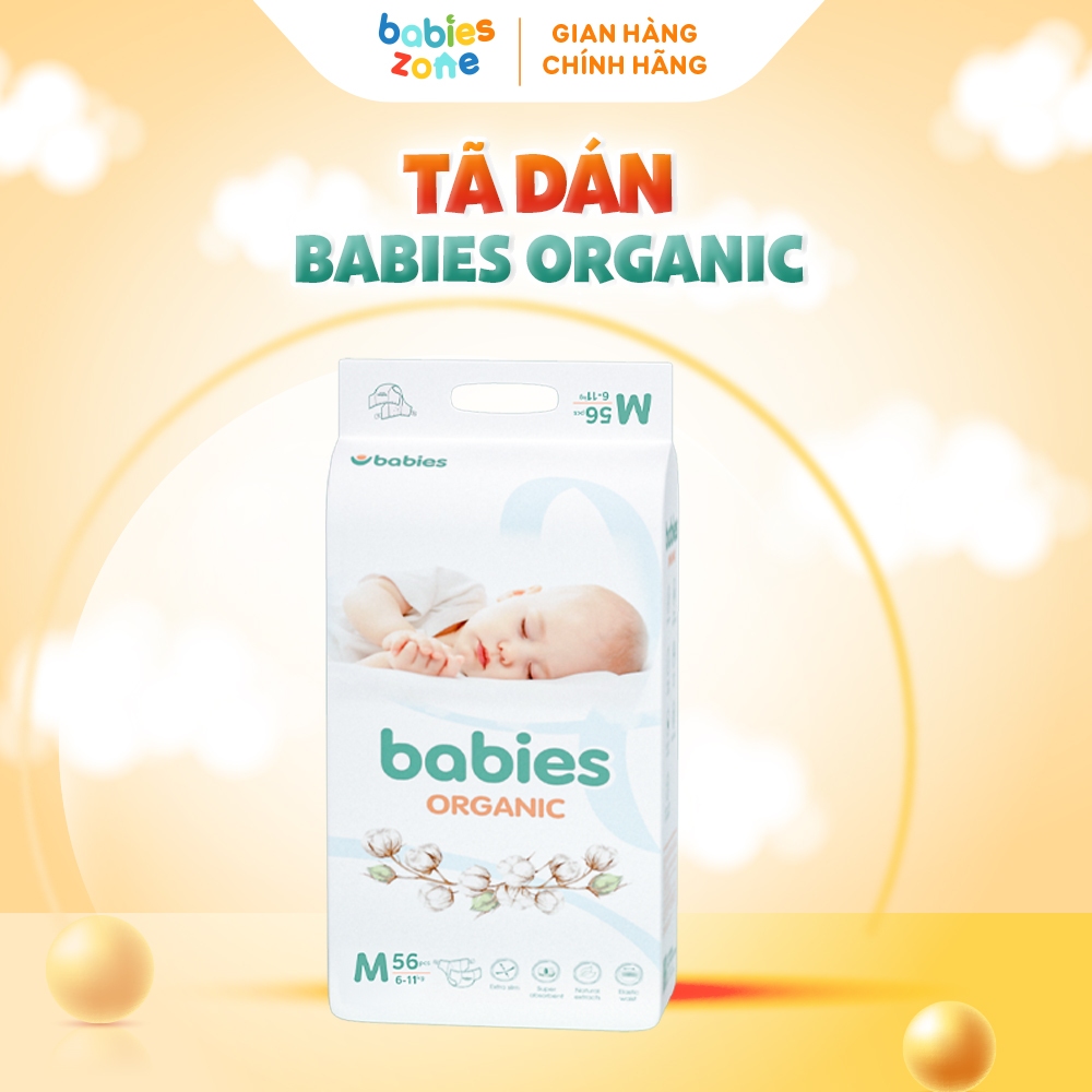 Tã Bỉm Dán Babies Organic có đủ size thương hiệu Việt thấm hút cực nhanh