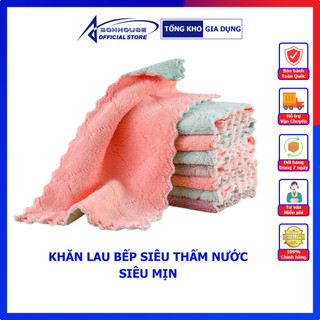 Khăn lau bếp đa năng 2 mặt siêu thấm nước, mềm mịn, lau kính đa năng