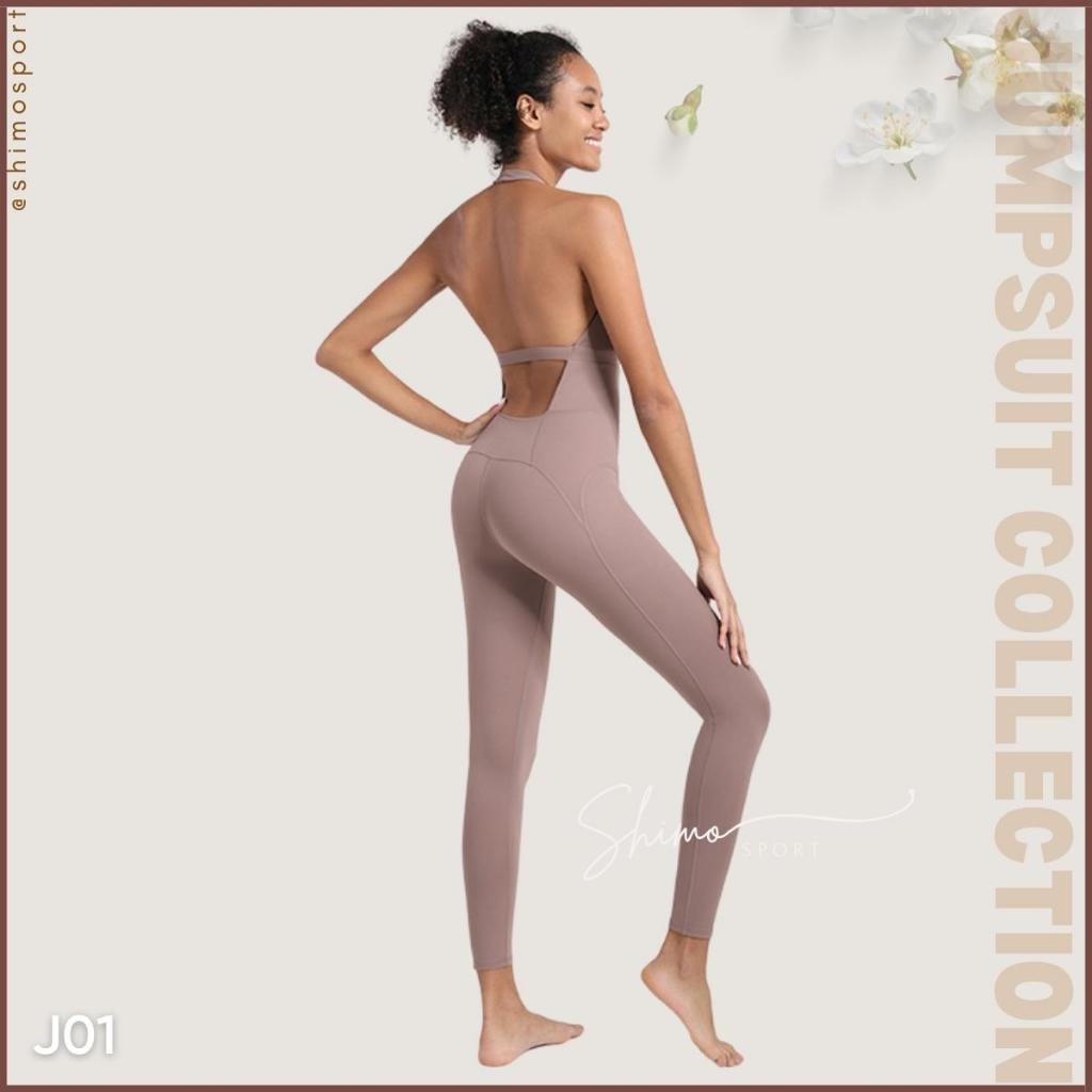 Jumpsuit nữ J01 hở lưng hàng Quảng Châu cao cấp vải co giãn 4 chiều, chuyên tập Gym Yoga