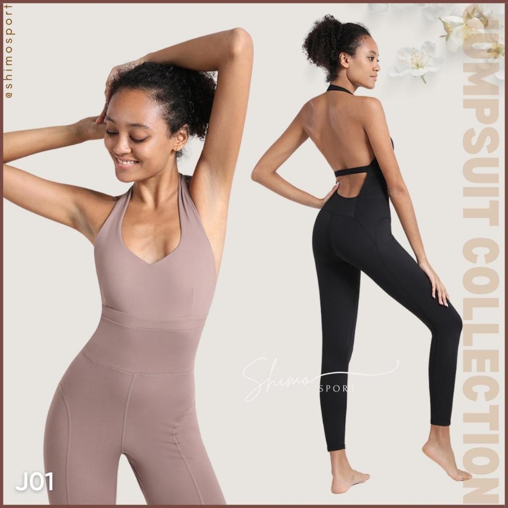 Jumpsuit nữ J01 hở lưng hàng Quảng Châu cao cấp vải co giãn 4 chiều, chuyên tập Gym Yoga