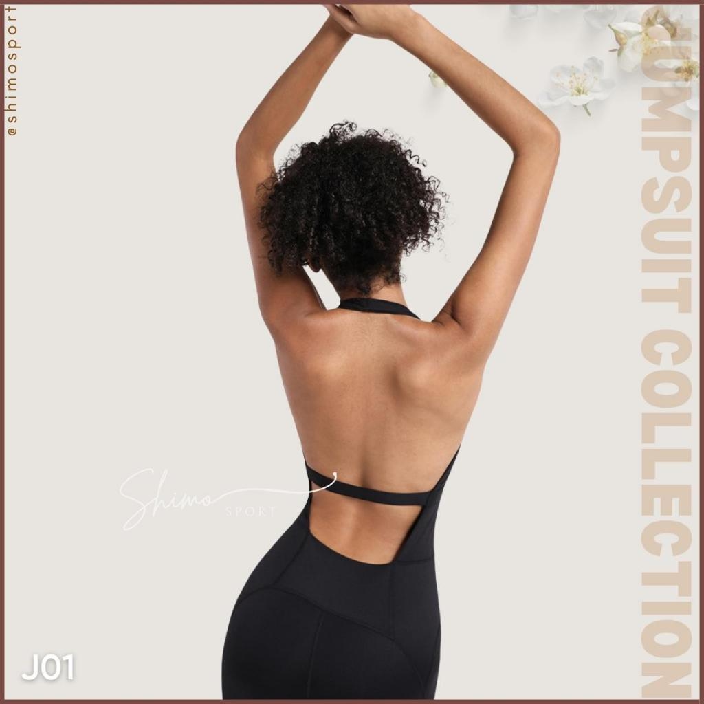 Jumpsuit nữ J01 hở lưng hàng Quảng Châu cao cấp vải co giãn 4 chiều, chuyên tập Gym Yoga