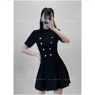Váy cổ tàu cúc đồng