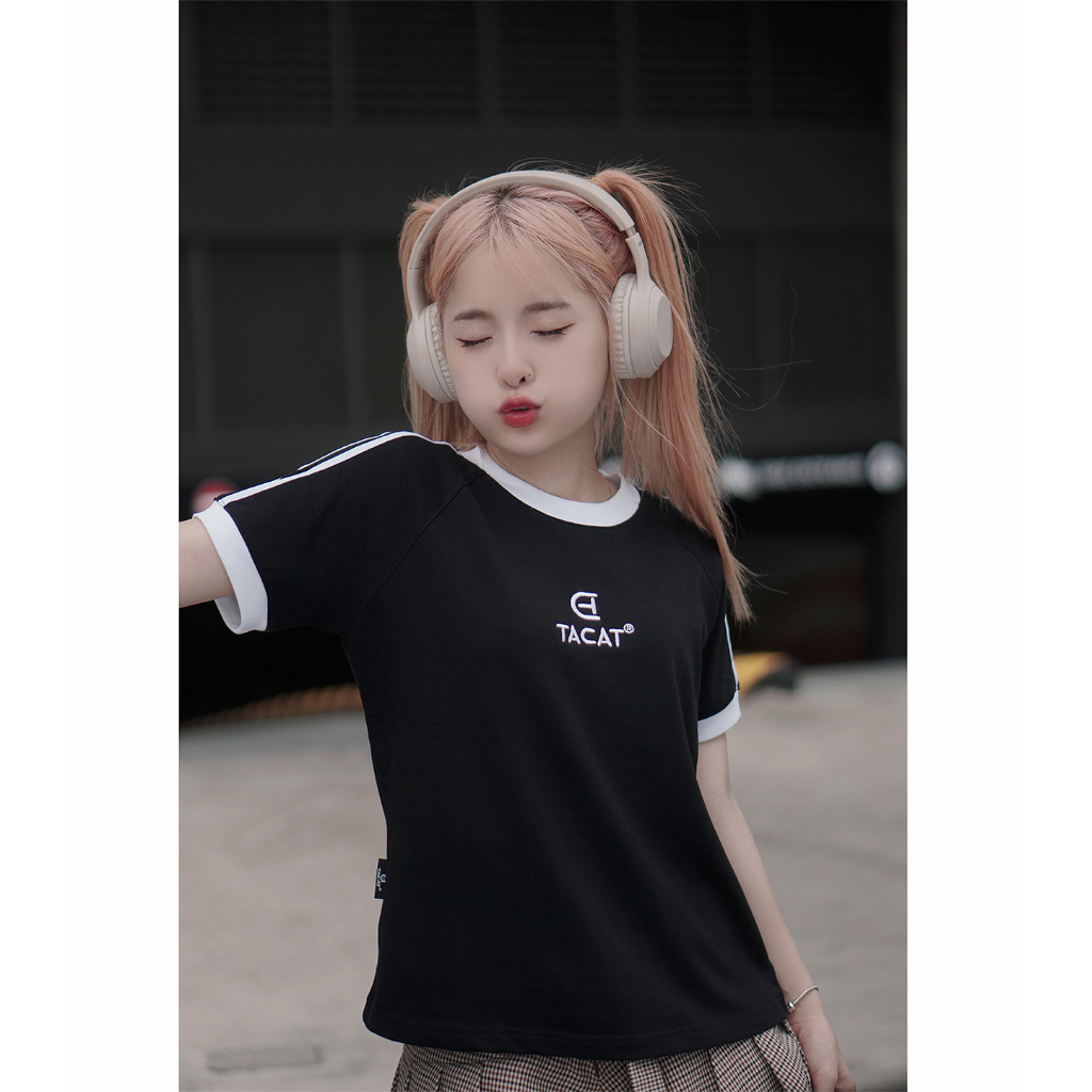 Áo Baby Tee, áo thun nữ dáng baby tee Tacat tay RAGLAN phối viền chất thun tăm mã SA850 HMStyle