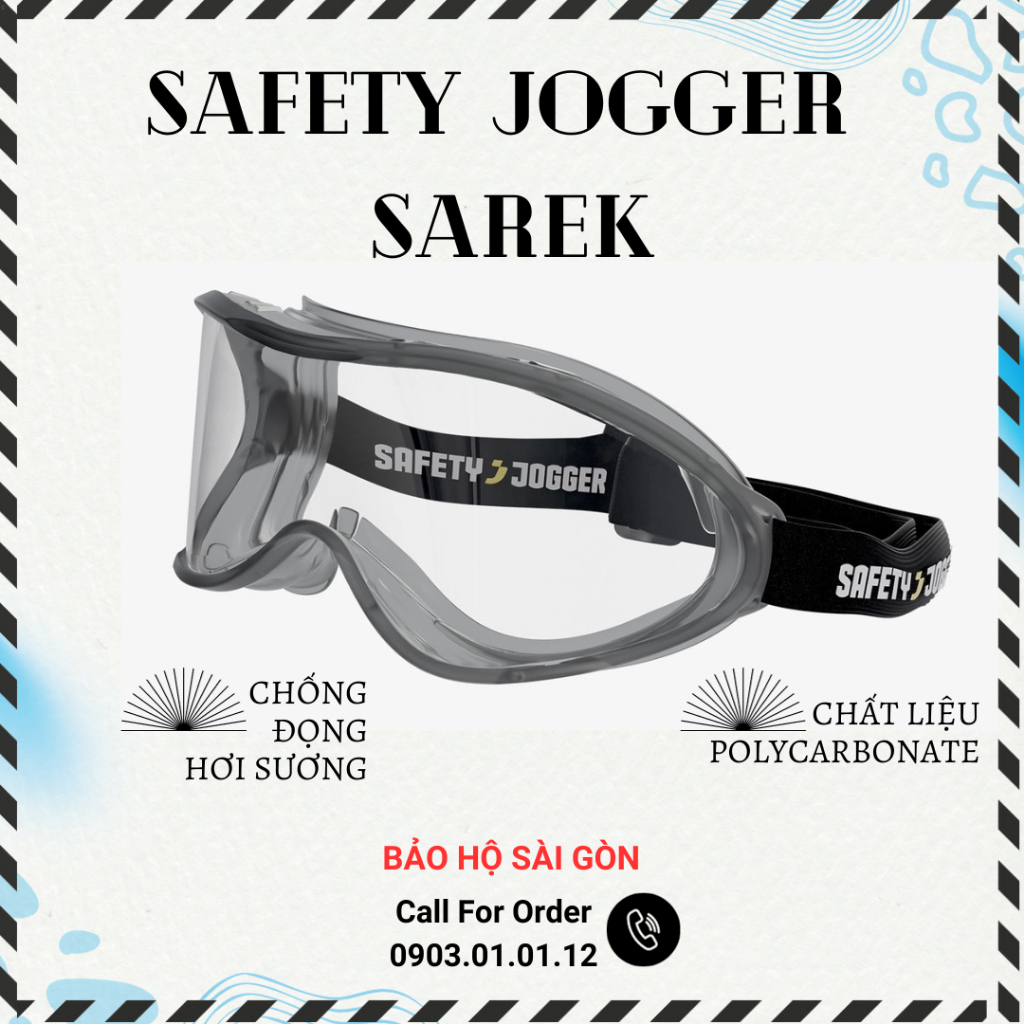 Kính bảo hộ Safety Jogger Sarek chống bụi, chống đọng sương, chống văn bắn, kính bảo hộ Kint's