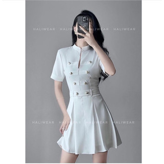 Váy cổ tàu cúc đồng