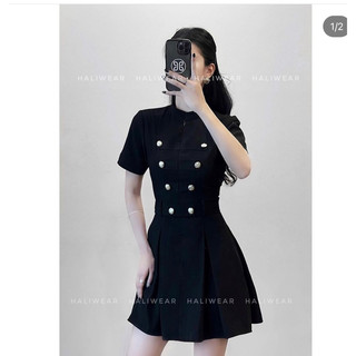 Váy cổ tàu cúc đồng