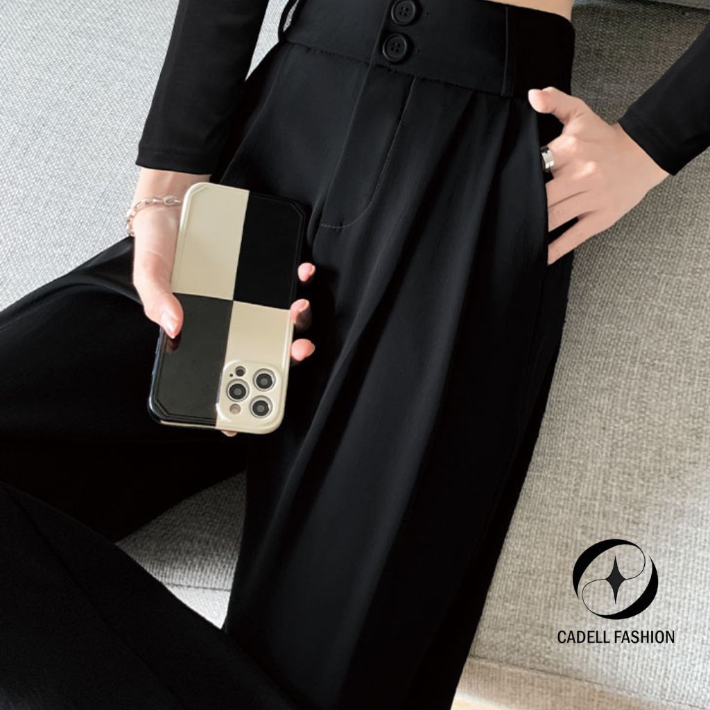 Quần Ống Rộng Nữ CADELL Quần Tây Nữ Ống Suông Hack Dáng Tôn Chiều Cao Form Rộng Cao Cấp Thời Trang Hàn Quốc QC03