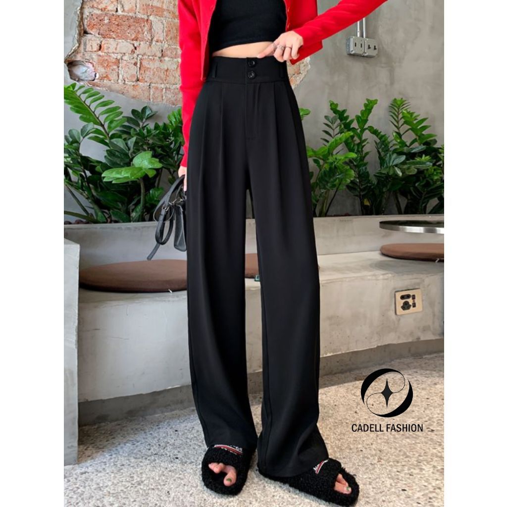 Quần Ống Rộng Nữ CADELL Quần Tây Nữ Ống Suông Hack Dáng Tôn Chiều Cao Form Rộng Cao Cấp Thời Trang Hàn Quốc QC03