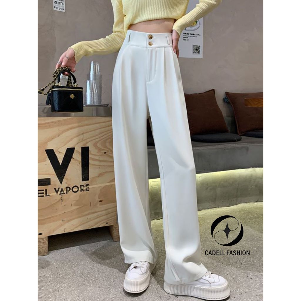 Quần Ống Rộng Nữ CADELL Quần Tây Nữ Ống Suông Hack Dáng Tôn Chiều Cao Form Rộng Cao Cấp Thời Trang Hàn Quốc QC03