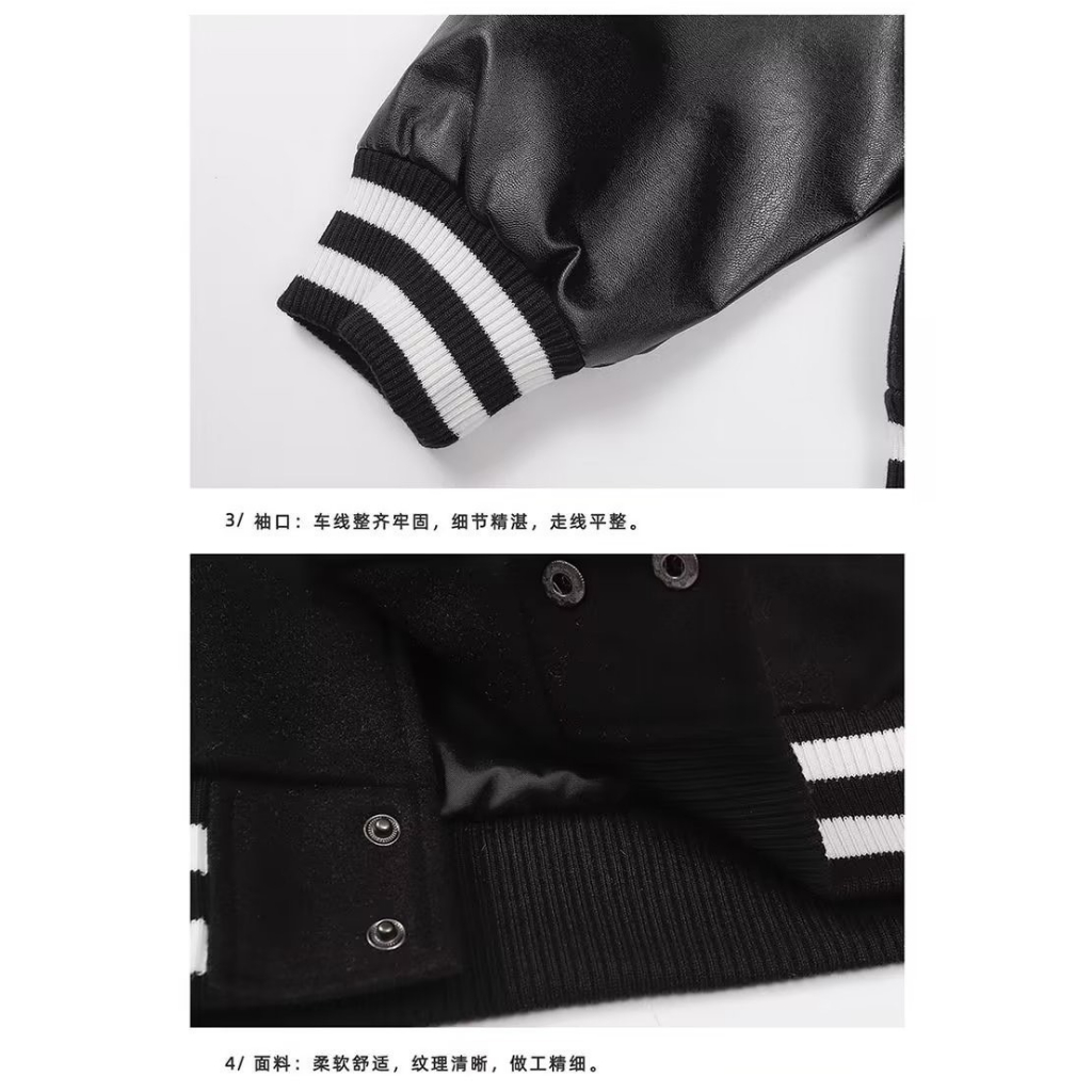 Áo khoác Varsity Chữ Thập SUNDEE Dạ Phối Tay Da Cao Cấp