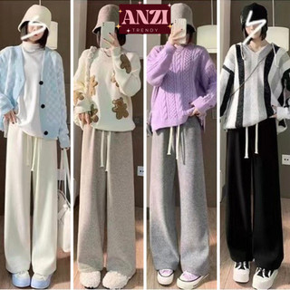 Quần nỉ nữ ANZI ống suông chất nỉ tăm ống rộng thu đông 1400
