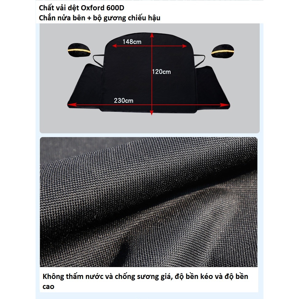 Bạt che nắng ngoài kính lái - che kính hông ô tô chất liệu vải Oxford chống thấm nước, dùng cho xe 4-7 chỗ