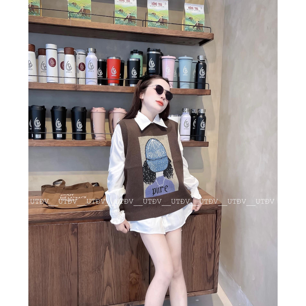 Áo len ghile cô gái xanh dày dặn form rộng