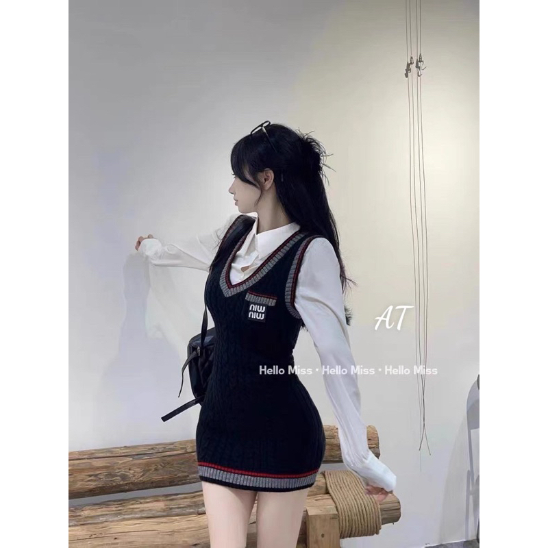 Set Váy Body Len Miuiu Kèm Sơmi