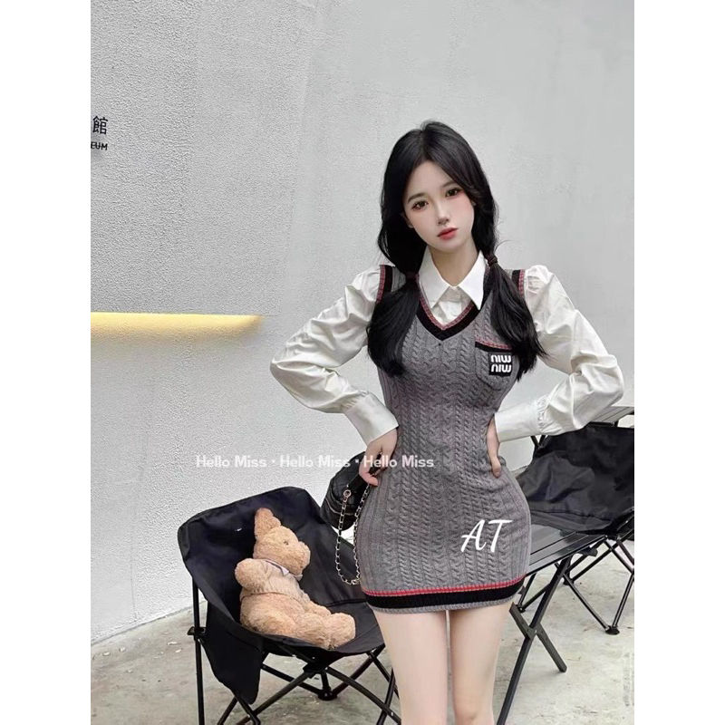 Set Váy Body Len Miuiu Kèm Sơmi