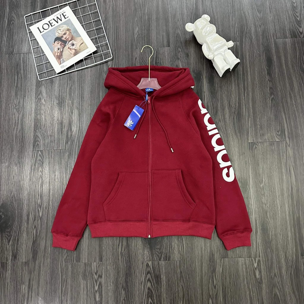 Áo Khoác Hoodie Khóa Adidas Họa Tiết In Chữ Sắc Nét -  Áo Hoodie khóa Chất Liệu Vải Nỉ Bông Dày Dặn Có Mũ