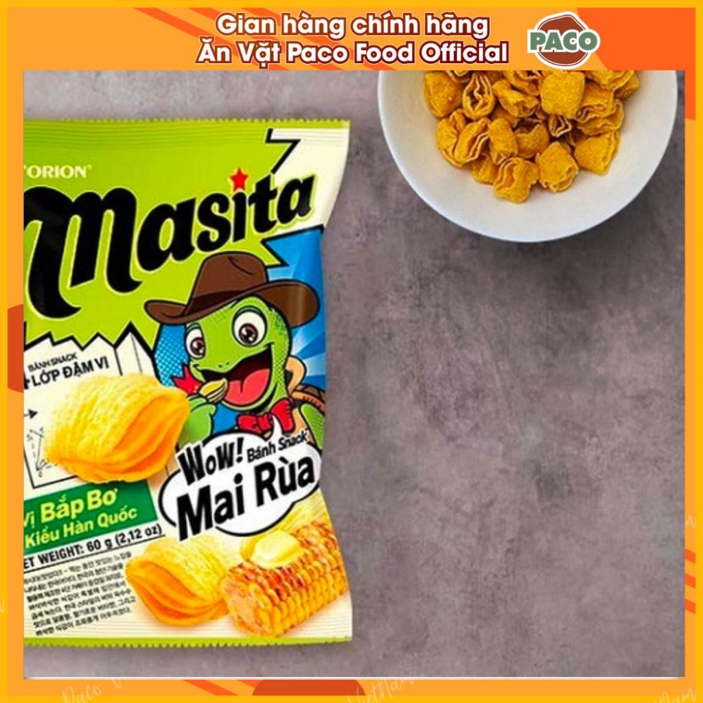 Snack mai rùa 4 lớp ĐẬM VỊ Masita vị bắp bơ Hàn Quốc nhà ORION GÓI 30g/60g