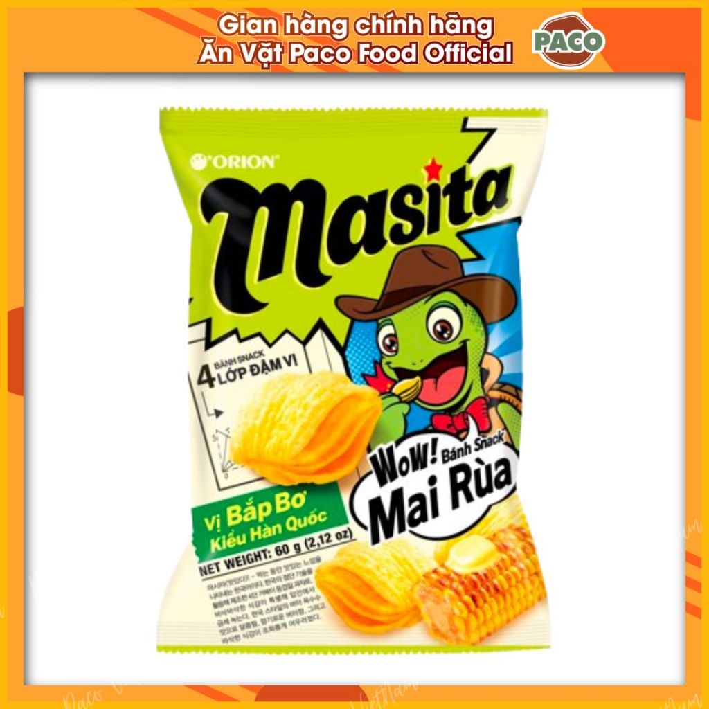Snack mai rùa 4 lớp ĐẬM VỊ Masita vị bắp bơ Hàn Quốc nhà ORION GÓI 30g/60g