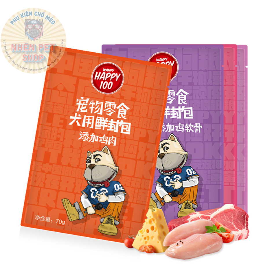 Súp thưởng pate Wanpy Happy 100 gói 70gr cho chó mèo_ Thức ăn cho chó mèo