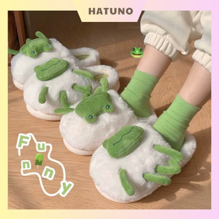 Dép lông đi trong nhà mùa đông cho nam và nữ hình con ếch xanh cute xixitiao - hatuno order
