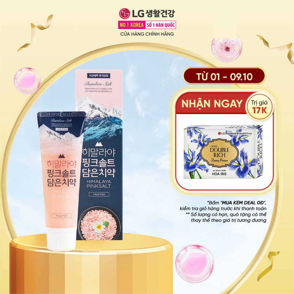 Kem đánh răng hương hoa bạc hà chứa muối hồng Himalaya và muối tre  Bamboo Salt Himalaya PinkSalt 100g