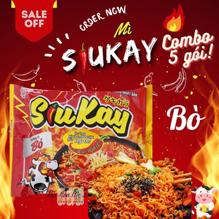 Combo 5 gói Mì tôm ăn liền Siukay vị hải sản, vị bò 128g