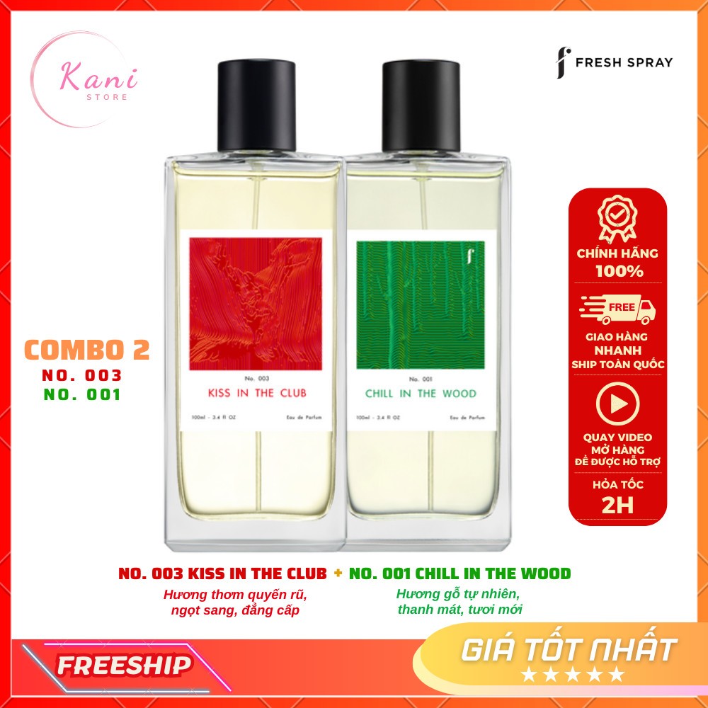 CHAI 03 + CHAI 01 - Nước Hoa Gil Lê F Fresh Spray - Thanh Mát Thư Giãn, Đẳng Cấp