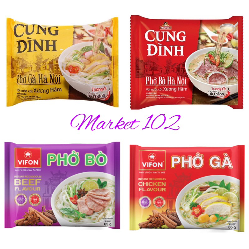 Phở bò, phở gà Vifon/ Phở bò, phở gà Cung Đình ăn sáng ngon, tiện lợi