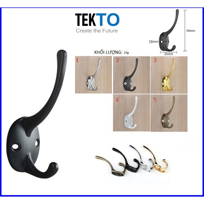 Móc Treo đồ gắn tường, gắn giá gỗ, móc treo quần áo loại dài giá sỉ, FULL ỐC VÍT-065