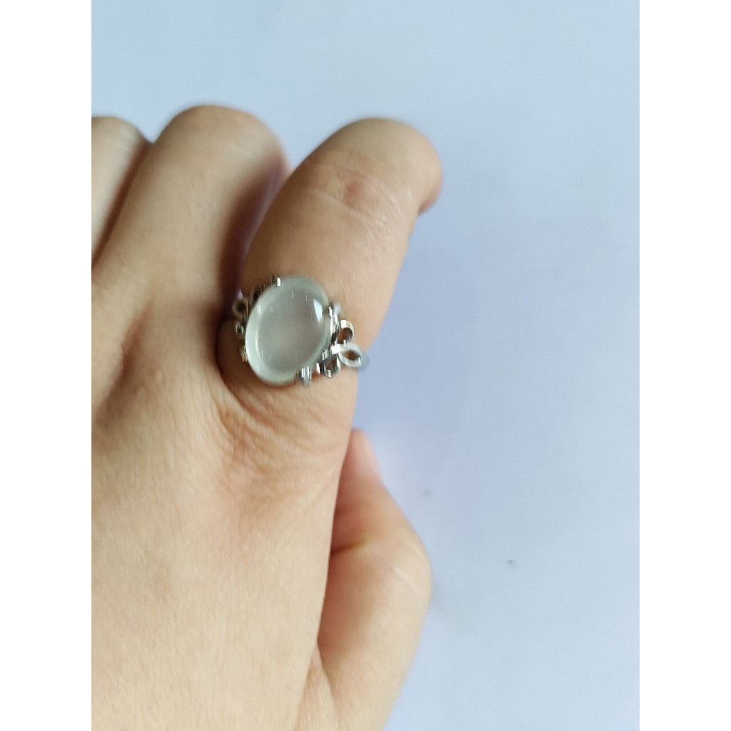 Nhẫn đá bạch ngọc ni tay 18.5 mm hàng trong kiện đấu Nhật