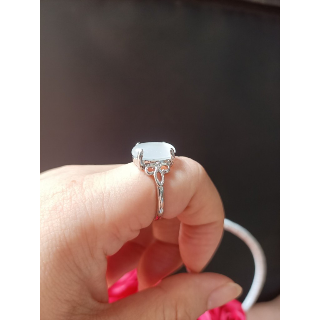 Nhẫn đá bạch ngọc ni tay 18.5 mm hàng trong kiện đấu Nhật
