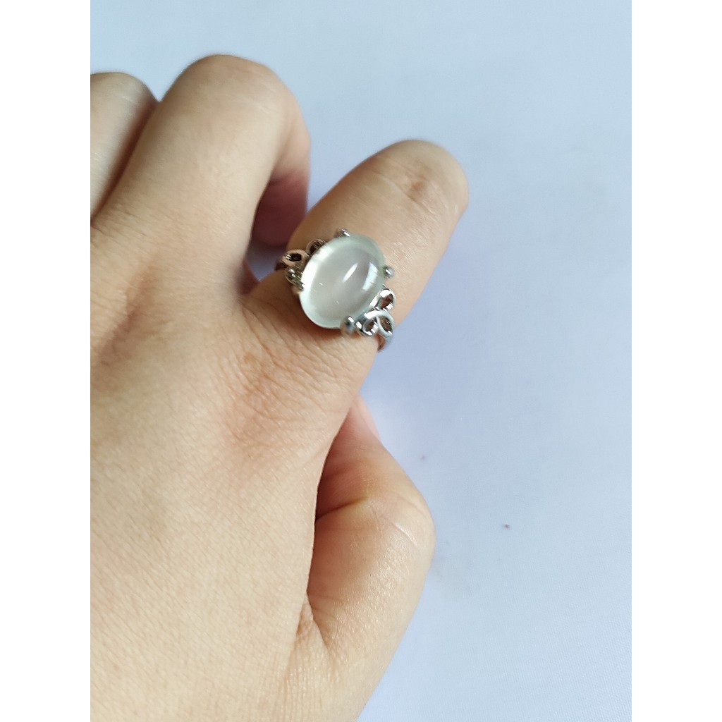 Nhẫn đá bạch ngọc ni tay 18.5 mm hàng trong kiện đấu Nhật
