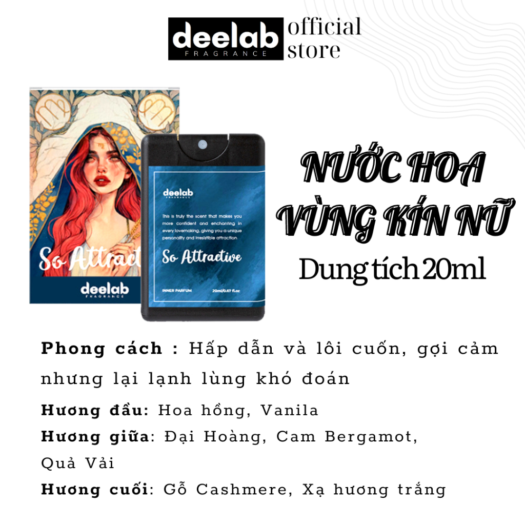 Nước hoa vùng kín nữ Deelab quyến rũ, ngọt ngào chai 20ml Dạng xịt