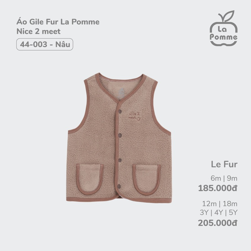 La Pomme 44003 áo gile fur nice 2 meet 6m-5y AW2023