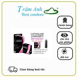 Bao cao su Đức Vitalis Sensation, Siêu kết hợp, mềm mại, tăng cường cảm xúc, kéo dài thời gian,hộp 12 chiếc.