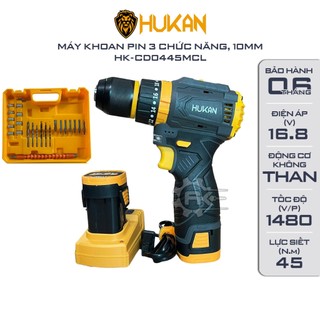 Máy khoan pin HUKAN CD0445MCL, Động cơ Không chổi than, 3 Chức năng, 10mm, Tặng 24 Phụ kiện