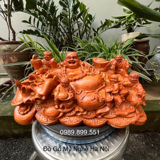 Tượng phật di lặc ngũ phúc gỗ hương