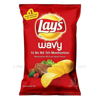 Snack Lay's Khoai Tây Wavy Vị Bò Bít Tết Manhattan 90G/ 26G