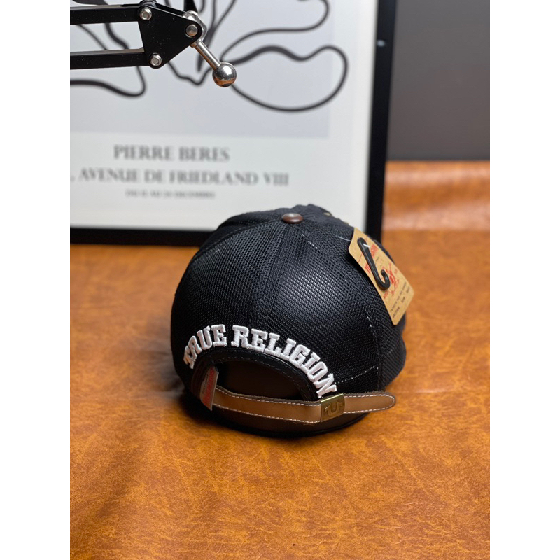 Nón kết / nón lưỡi trai ông địa True Religion nút đồng chất kaki nhung tăm khoá da cao cấp