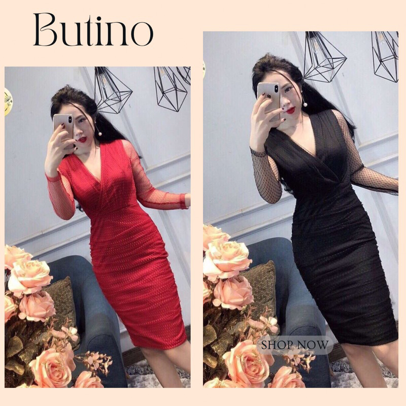 Đầm body K2 Đỏ - Váy body K2 Đỏ hàng thiết kế phối ren 2 lớp BUTINO SHOP