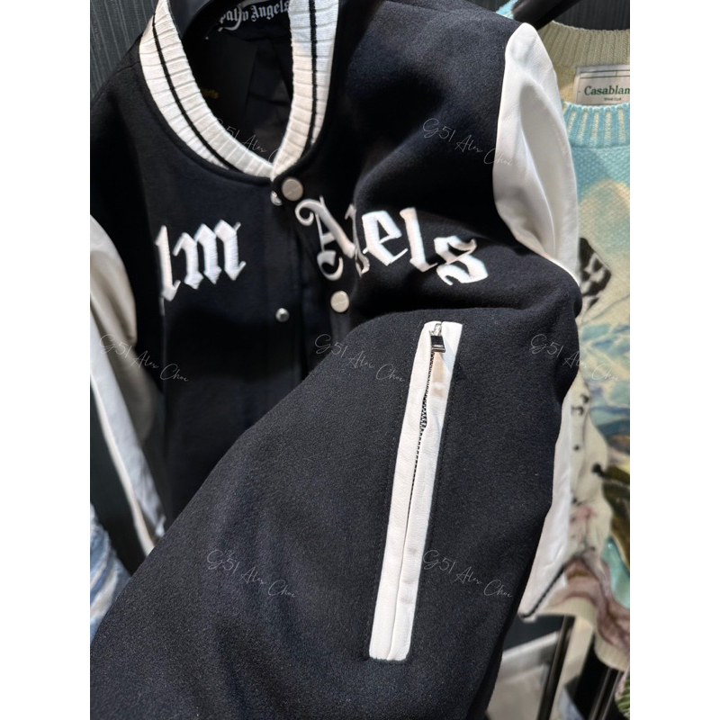 Áo khoác Bomber - Palm Angels - Teddy ống tay da new2023