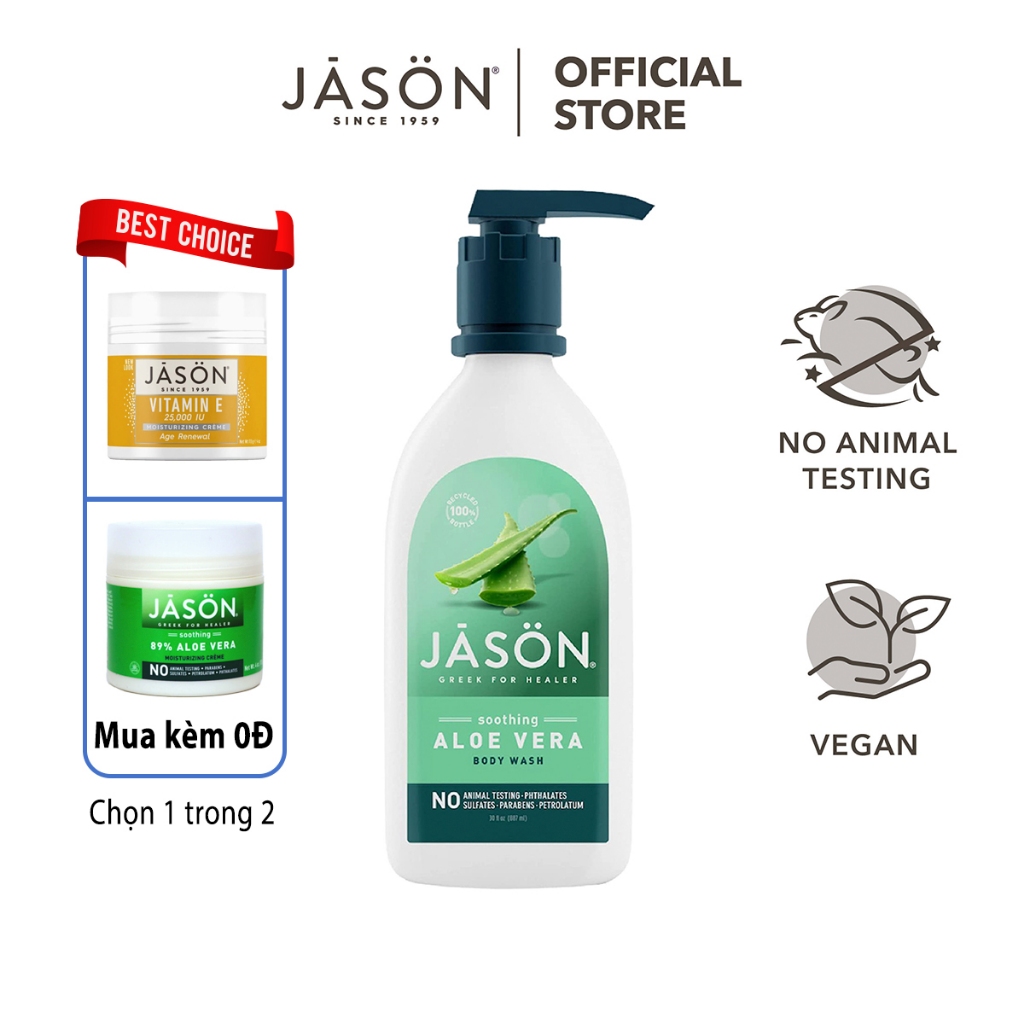 Sữa tắm làm dịu da nha đam JASON SOOTHING ALOE VERA BODY WASH 887ml
