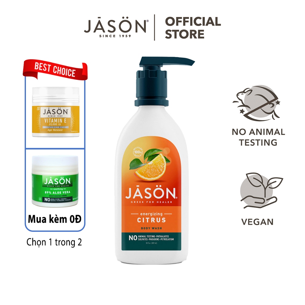 Sữa tắm dưỡng sáng da cam quýt JASON ENERGIZING CITRUS BODY WASH
