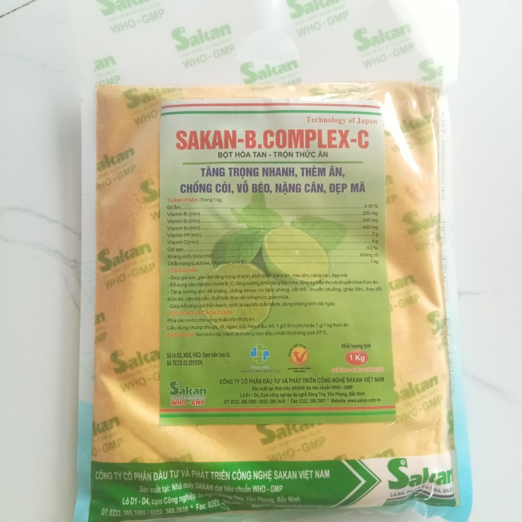 B.Complex C Tăng đề kháng, chống stress, giúp thèm ăn gói 1kg chứa 5 gói x200g
