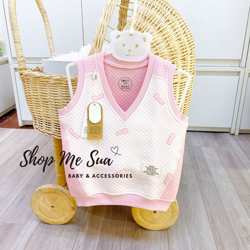 HRNEE Áo Gile Cài Thẳng Trần Bông Cho Bé 6m-3y