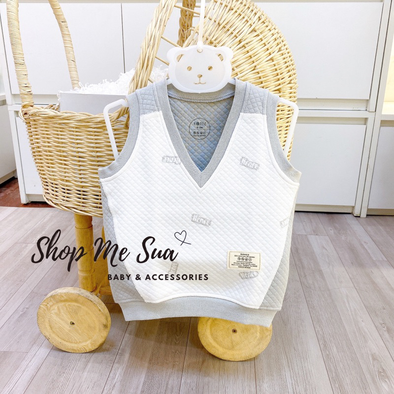 HRNEE Áo Gile Cài Thẳng Trần Bông Cho Bé 6m-3y