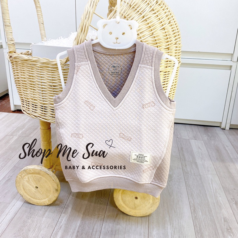 HRNEE Áo Gile Cài Thẳng Trần Bông Cho Bé 6m-3y